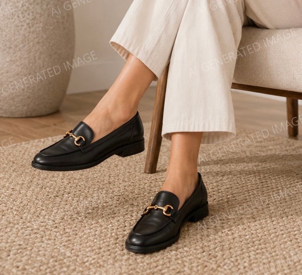 Lisa Vicky Zany-V Black Sheep Nappa Loafers Size 7 New In Box